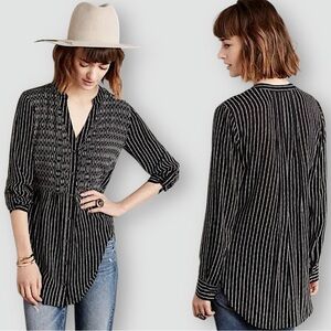 Anthropologie Maeve Calia Striped Black and White Tunic